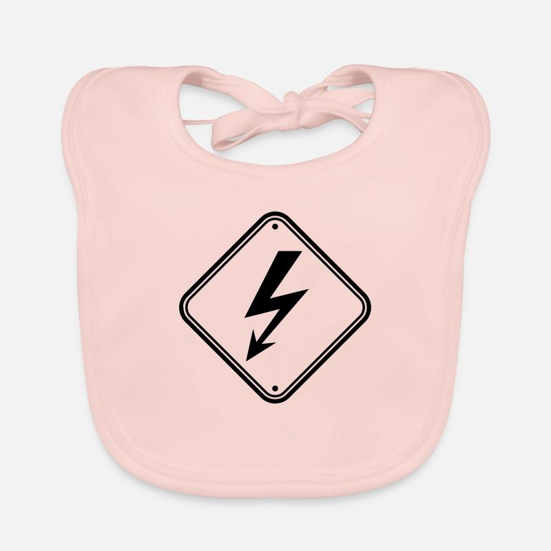 clipart panneau signal électrique éclair courant ener - Bavoir bio Bébé - rose