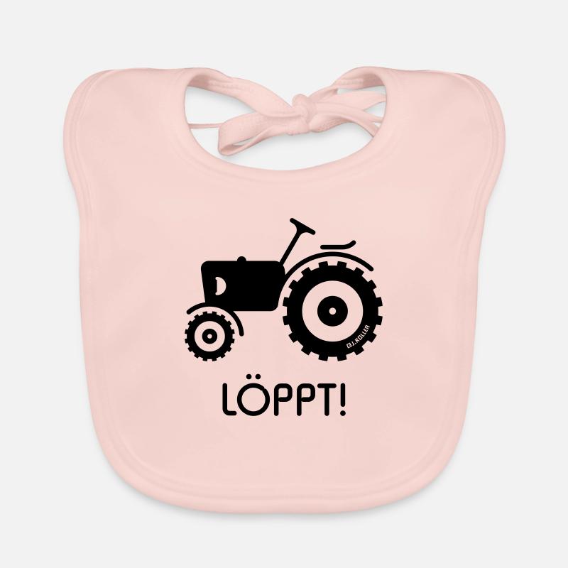 Löppt! (Trecker / Traktor / Plattdeutsch / Platt) - Baby Bio-Lätzchen - Rose