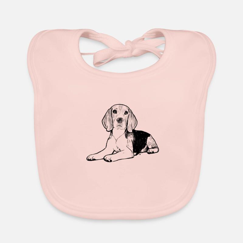 Croquis de Beagle - Bavoir bio Bébé - rose