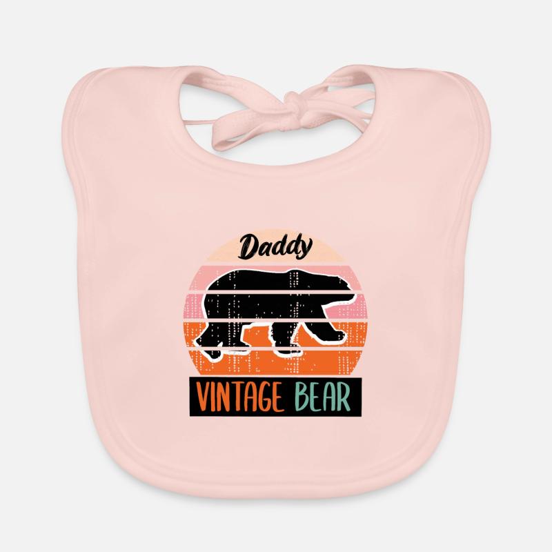 Daddy Vintage Bear, Papa Bear - Bavoir bio Bébé - rose
