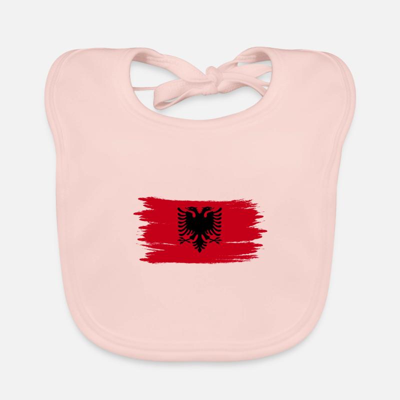 Drapeau Albanie - Bavoir bio Bébé - rose