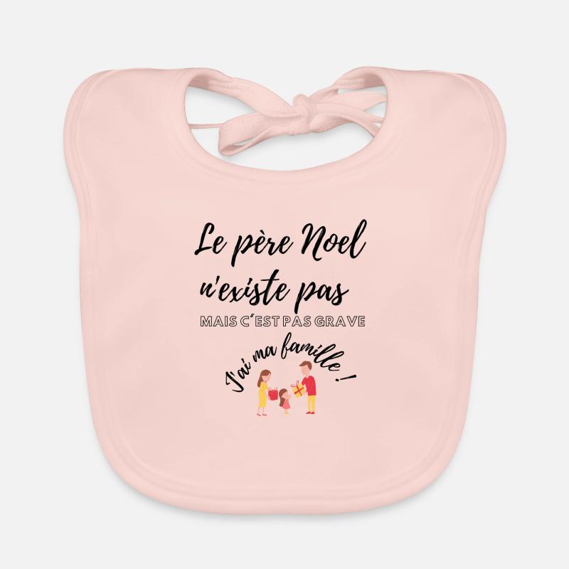 Le Père Noël n'existe pas mais c'est pas grave... - Bavoir bio Bébé - rose