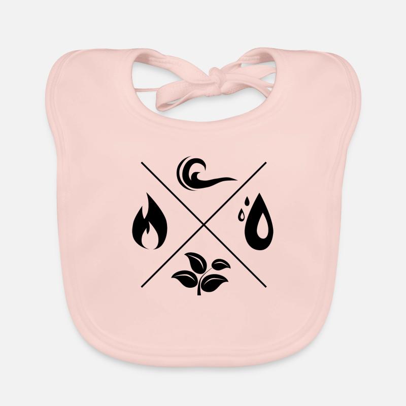 Die 4 Elemente - Feuer, Wasser, Erde, Luft Baby Bio-Lätzchen