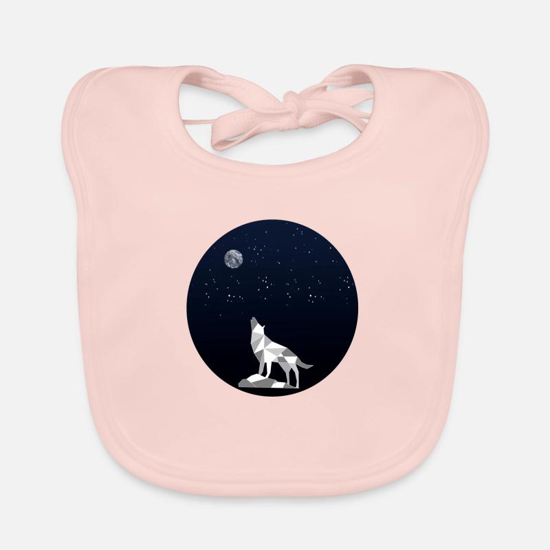 Loup hurlant sous un ciel étoilé Bavoir bio Bébé