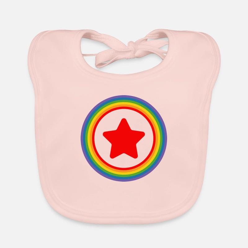 Regenbogen round stern - Baby Bio-Lätzchen - Rose