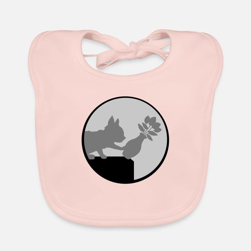 Flower vase falls down cat Organic Baby Bibs