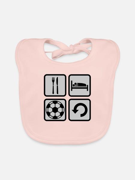 Icônes Football Eat Sleep - Bavoir bio Bébé - rose - Devant