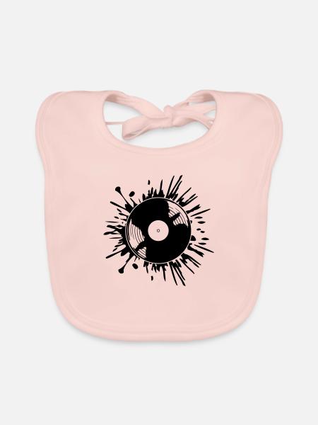 Gouttes de taches de couleur de disque vinyle - Bavoir bio Bébé - rose - Devant