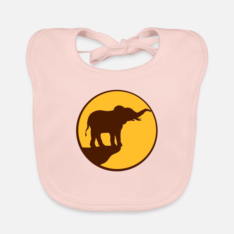 Moon Elephant Cliff Silhouette Bavoir bio Bébé