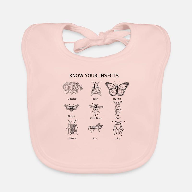 connaître vos insectes - Bavoir bio Bébé - rose