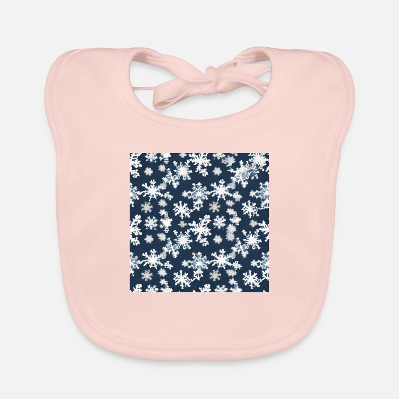 Snow pattern on navy blue background Organic Baby Bibs
