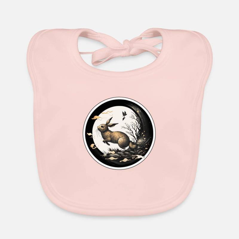A hare jumps into a puddle Organic Baby Bibs