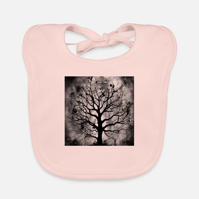 Baum Tinte schwarz - Baby Bio-Lätzchen - Rose