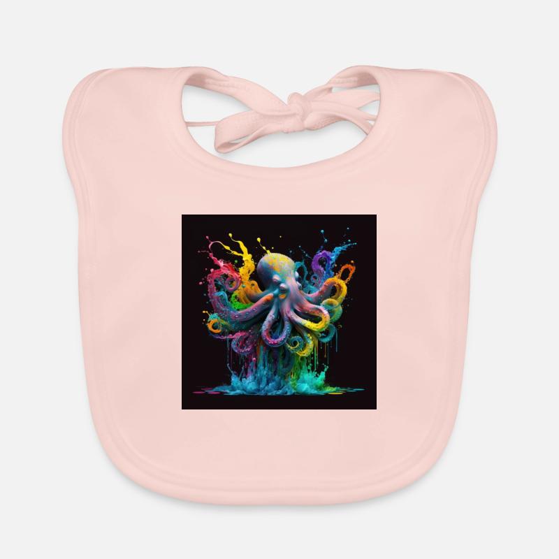 Colored octopus / jellyfish, unique design Organic Baby Bibs