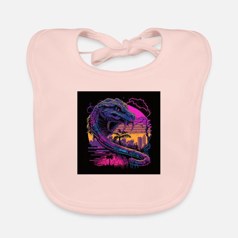 Camel with neon colors, synthwave / 80s Organic Baby Bibs