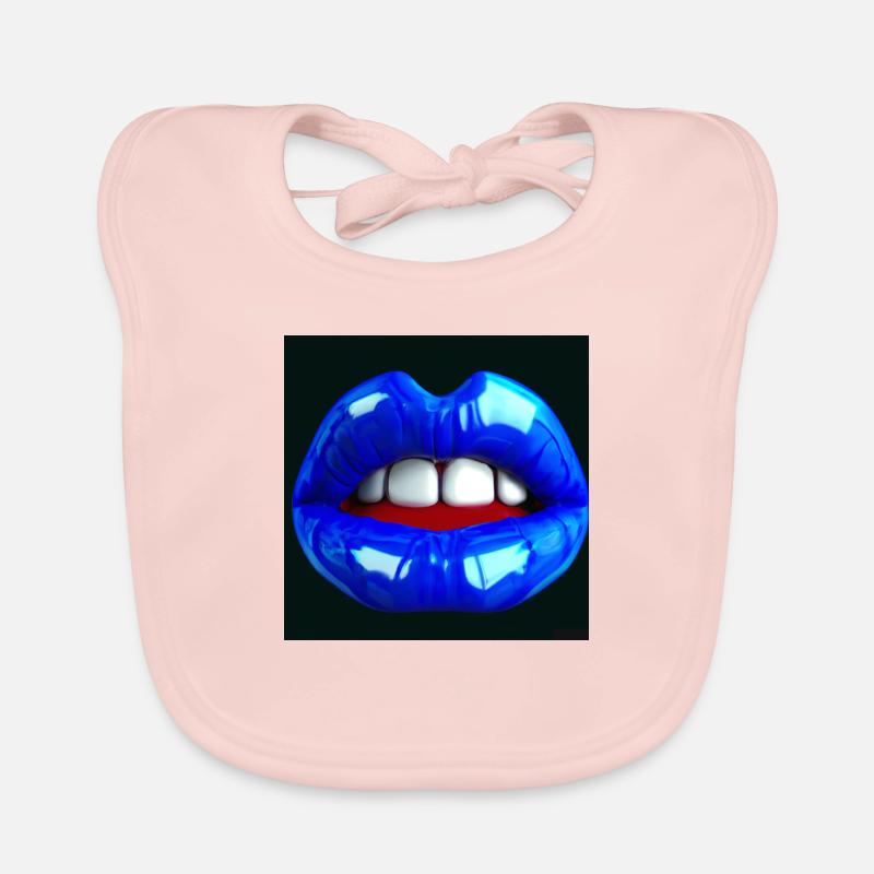 bouche bleue - Bavoir bio Bébé - rose