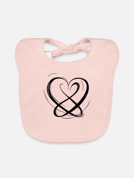 Cœur courbé romantique pour la journée de valetnine - Bavoir bio Bébé - rose - Devant