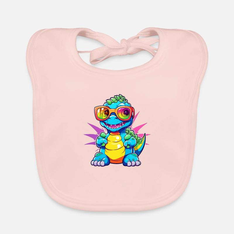 Cool kid Dino - Bavoir bio Bébé - rose