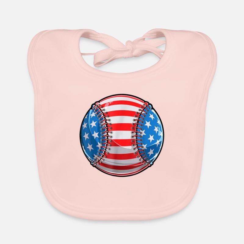 Baseball 4 juillet Drapeau américain Bavoir bio Bébé