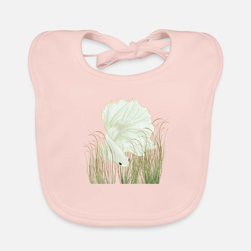 Betta Splendens Halfmoon White Organic Baby Bibs