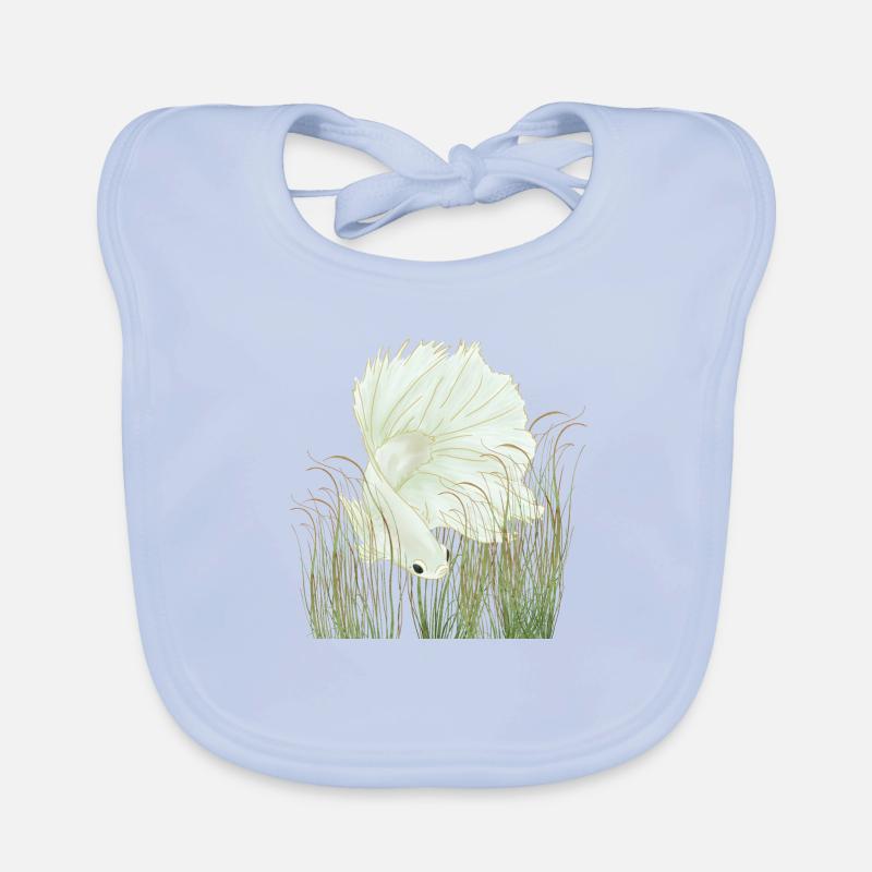 Betta Splendens Halfmoon White Organic Baby Bibs