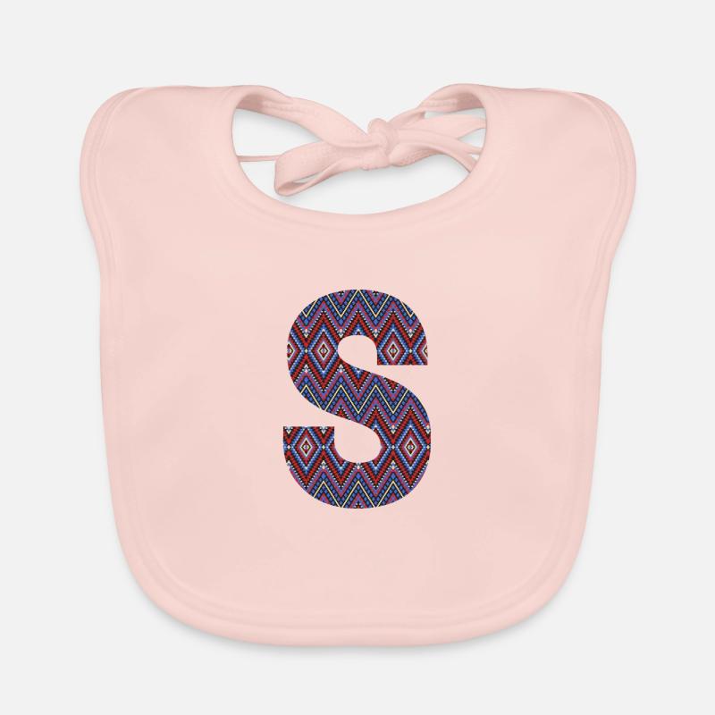 Monogram Letter S- geometric pattern Organic Baby Bibs