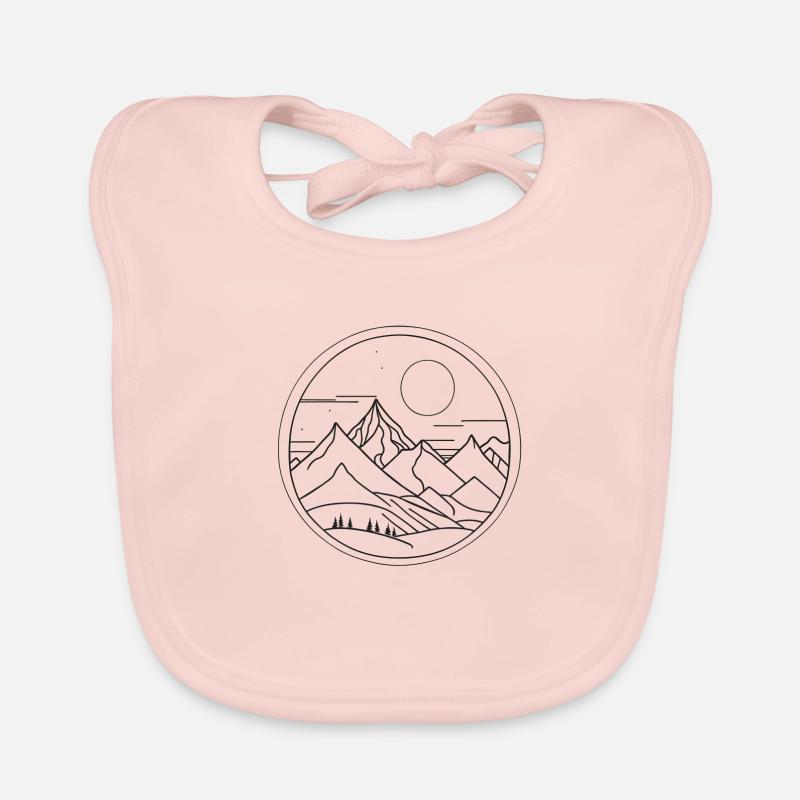 Montagnes - Bavoir bio Bébé - rose