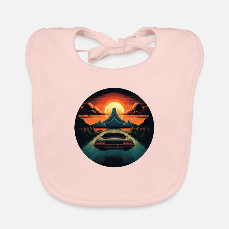 Auto classiche retrò in natura Bavaglino ecologico per neonato