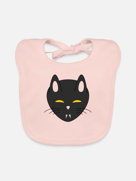 chat vampire halloween - Bavoir bio Bébé - rose - Devant