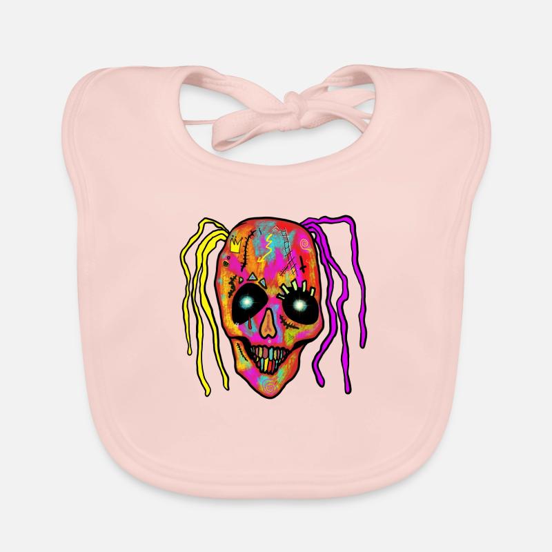 Neon Patchwork Schädel Baby Bio-Lätzchen