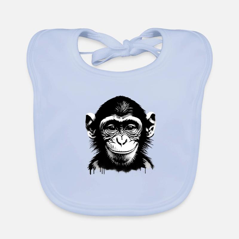 Grinning monkey face Organic Baby Bibs