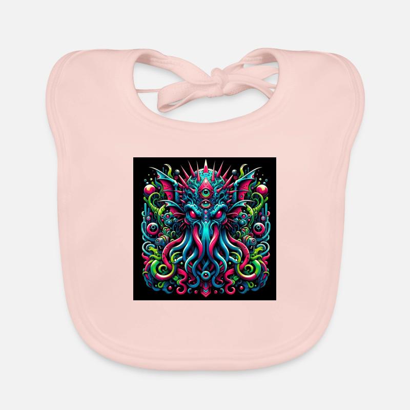 Design coloré et détaillé de Cthulhu dans les graffitis - Bavoir bio Bébé - rose