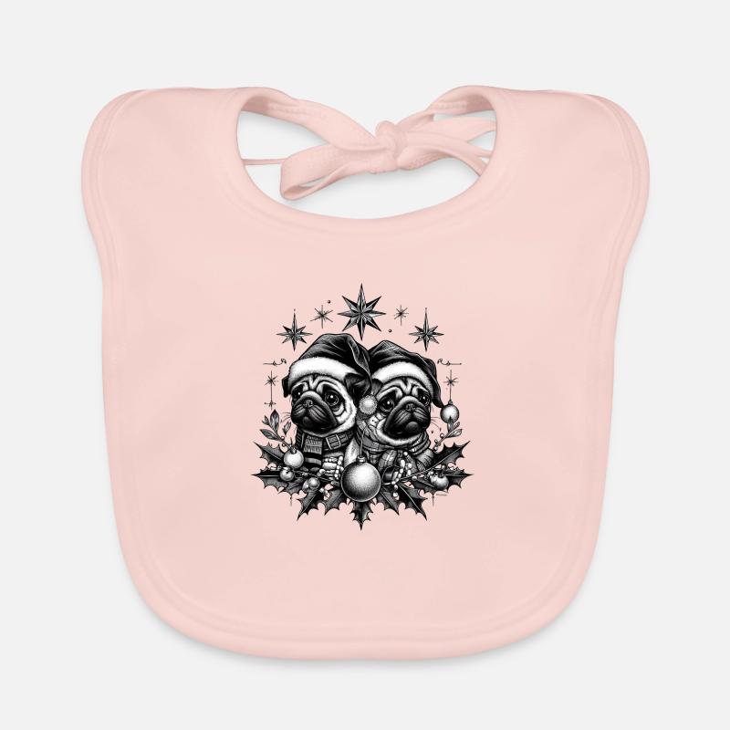 Gothic-Möpse - Baby Bio-Lätzchen - Rose