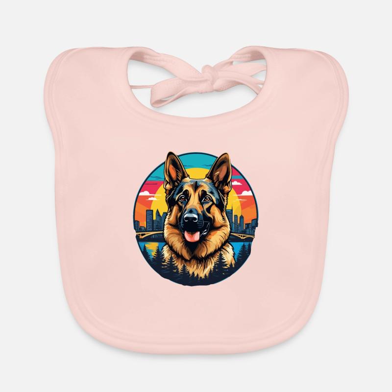 Deutscher Schäferhund - Baby Bio-Lätzchen - Rose