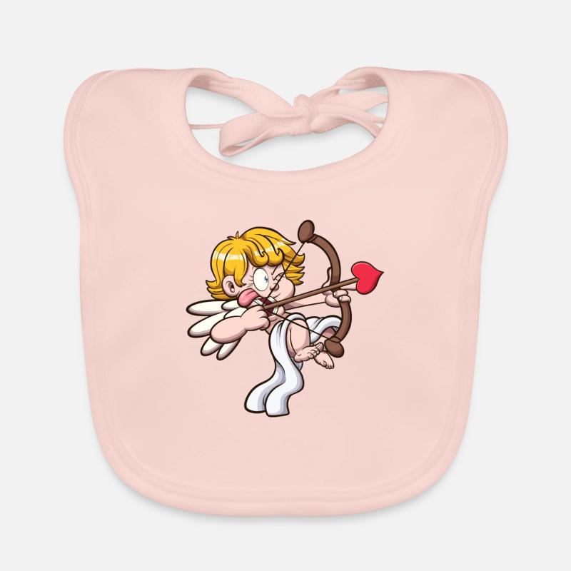 Chérubin de la Saint-Valentin visant avec un arc et une flèche Bavoir bio Bébé