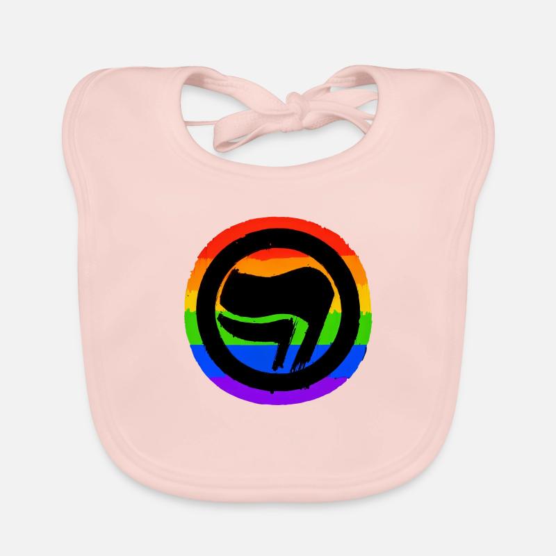 Arc-en-ciel antifasciste - Bavoir bio Bébé - rose