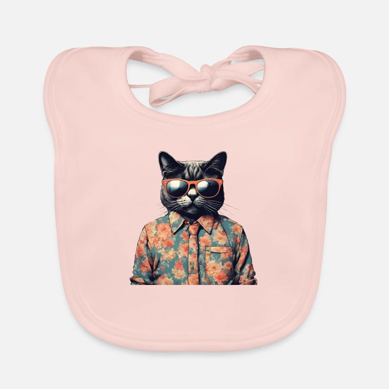 Die Katze und das geblümte Hemd Baby Bio-Lätzchen