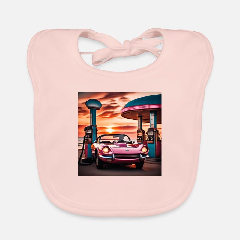 Synthwave-Stil - Baby Bio-Lätzchen - Rose