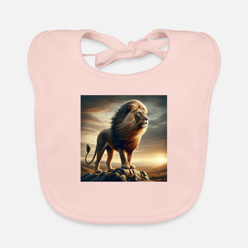 Lion - Bavoir bio Bébé - rose