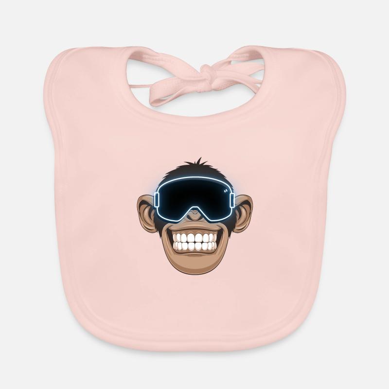 Singe avec lunettes de ski Bavoir bio Bébé