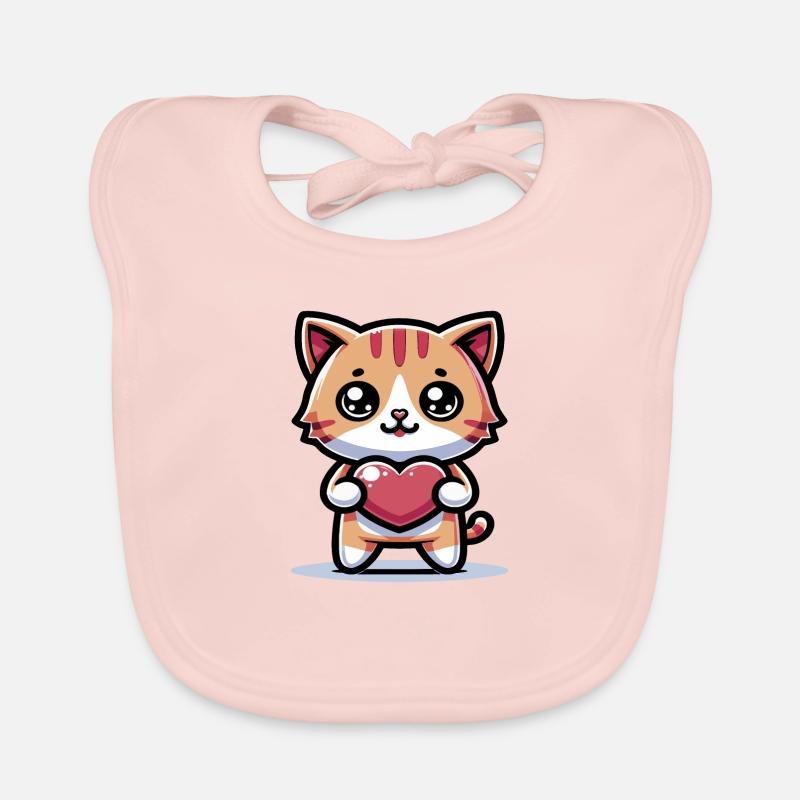 Coeur de chaton mignon je t’aime Bavoir bio Bébé