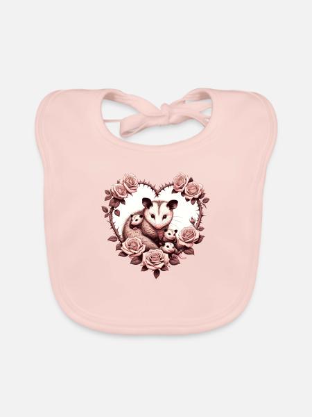 Opossum-Mama - Baby Bio-Lätzchen - Rose - Vorne