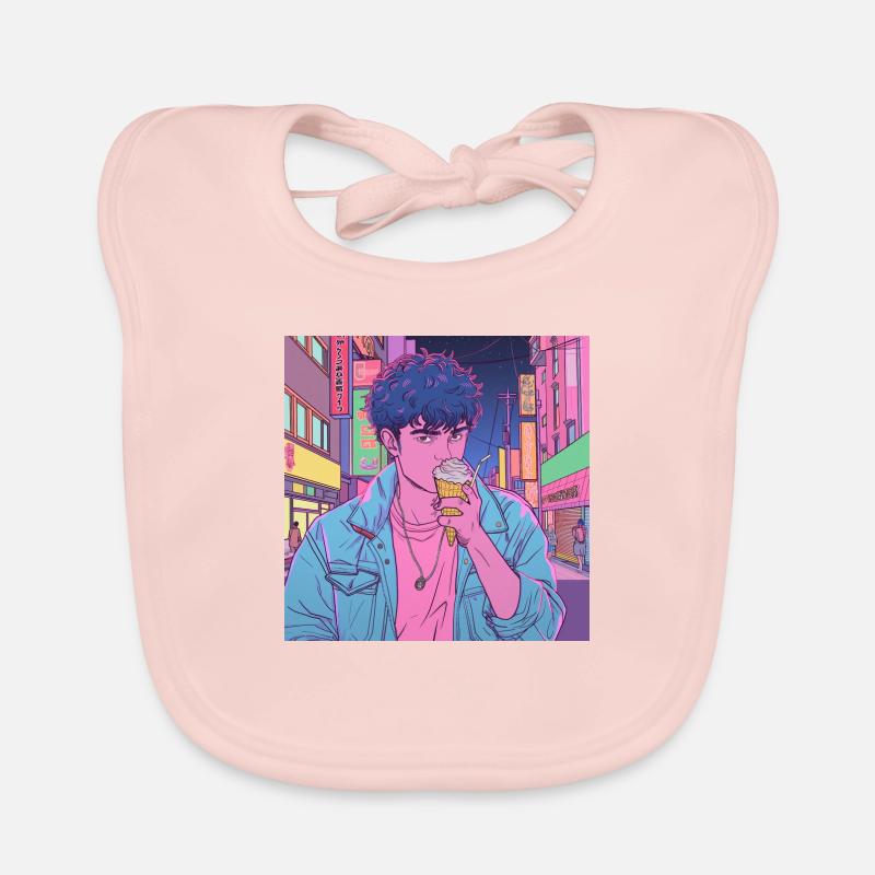 Années 80 Anime Guy Calmant Impression de mode de haute qualité Bavoir bio Bébé
