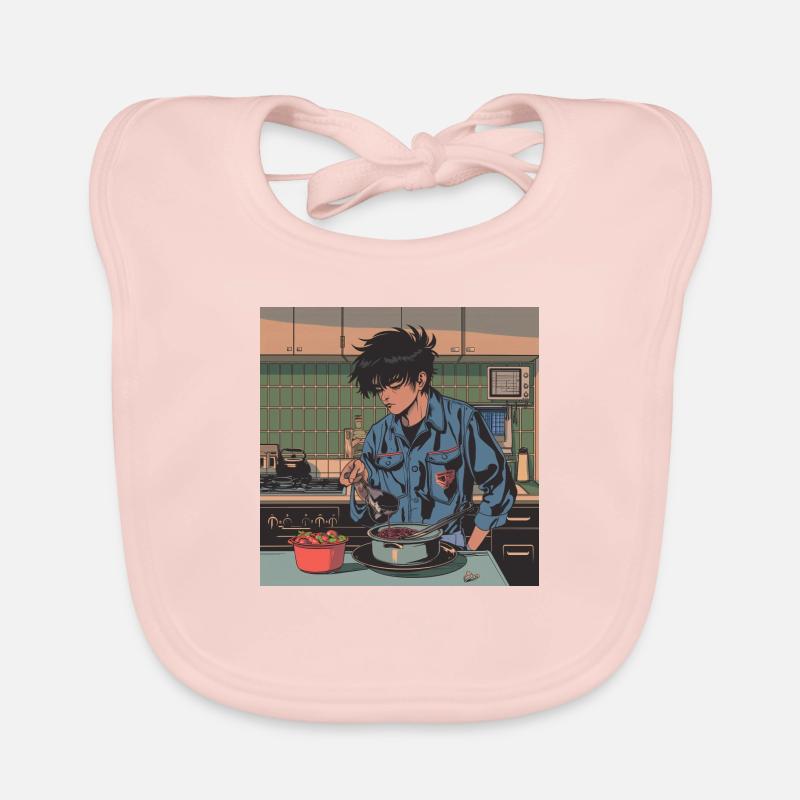 Années 80 Anime Guy Calmant Impression de mode de haute qualité Bavoir bio Bébé