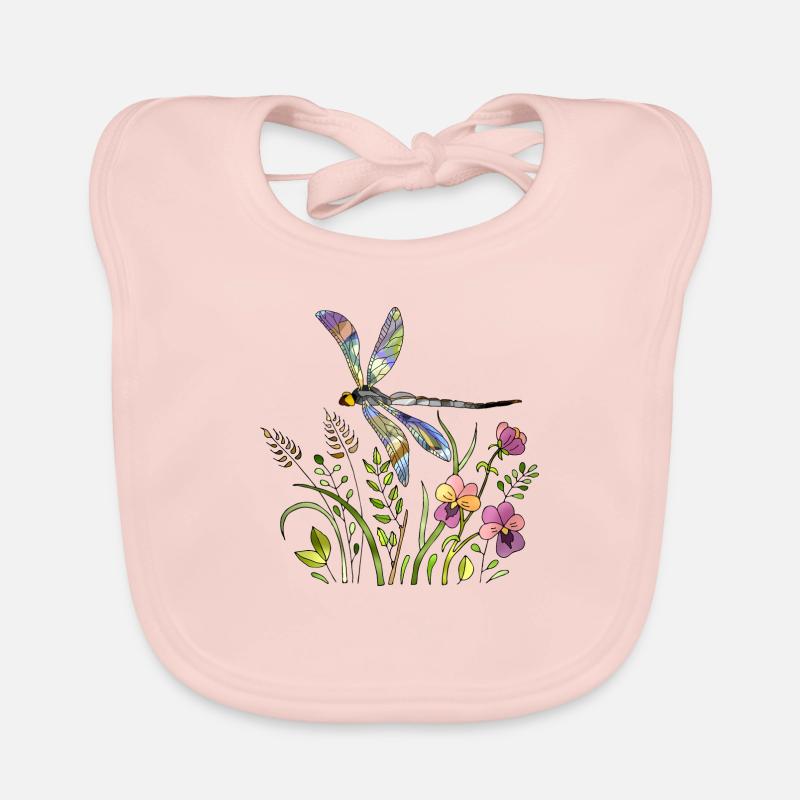 Libellule - Bavoir bio Bébé - rose