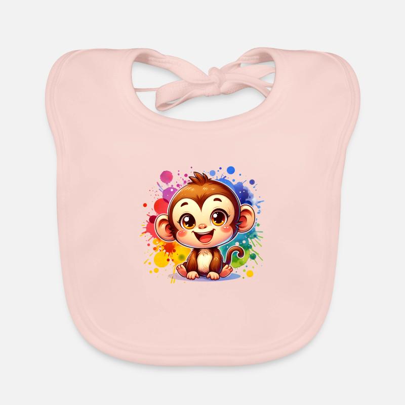 Singe mignon coloré Bavoir bio Bébé