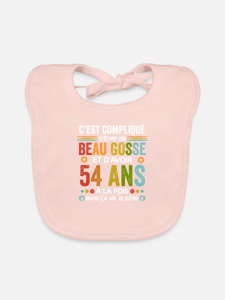 54 ans Cadeau Anniversaire 54 ans Drôle - Bavoir bio Bébé - rose - Devant