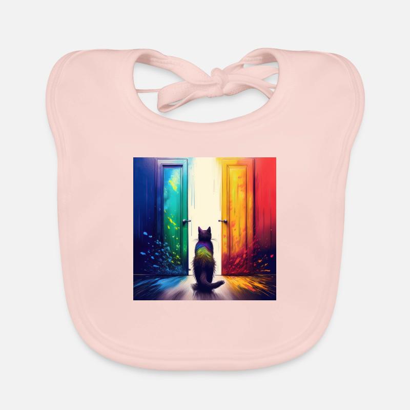 A cat between two doors Organic Baby Bibs