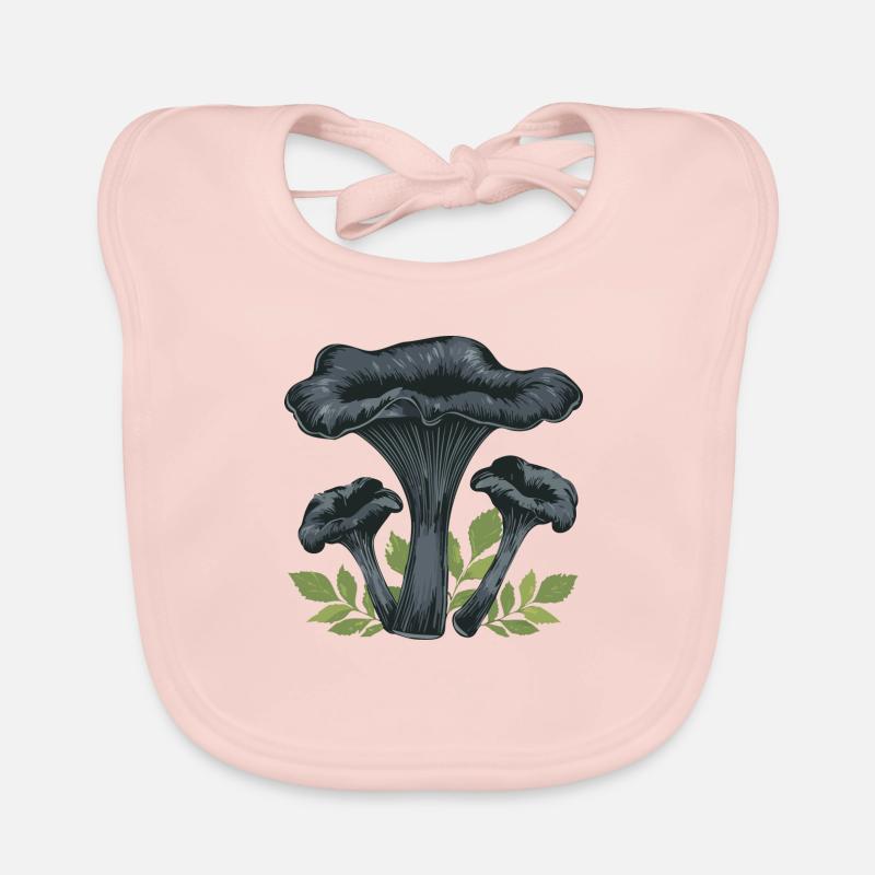 Champignon trompette noir - Bavoir bio Bébé - rose