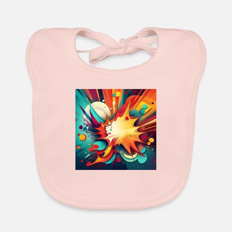 Abstract Colourful Splash with Explosive Design Organic Baby Bibs